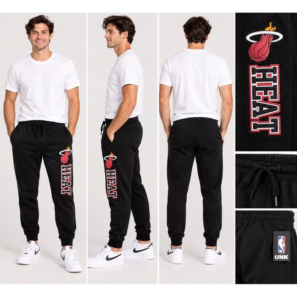 NBA Miami Heat UNK Mens Fleece Joggers Black Sweatpants XL NWT